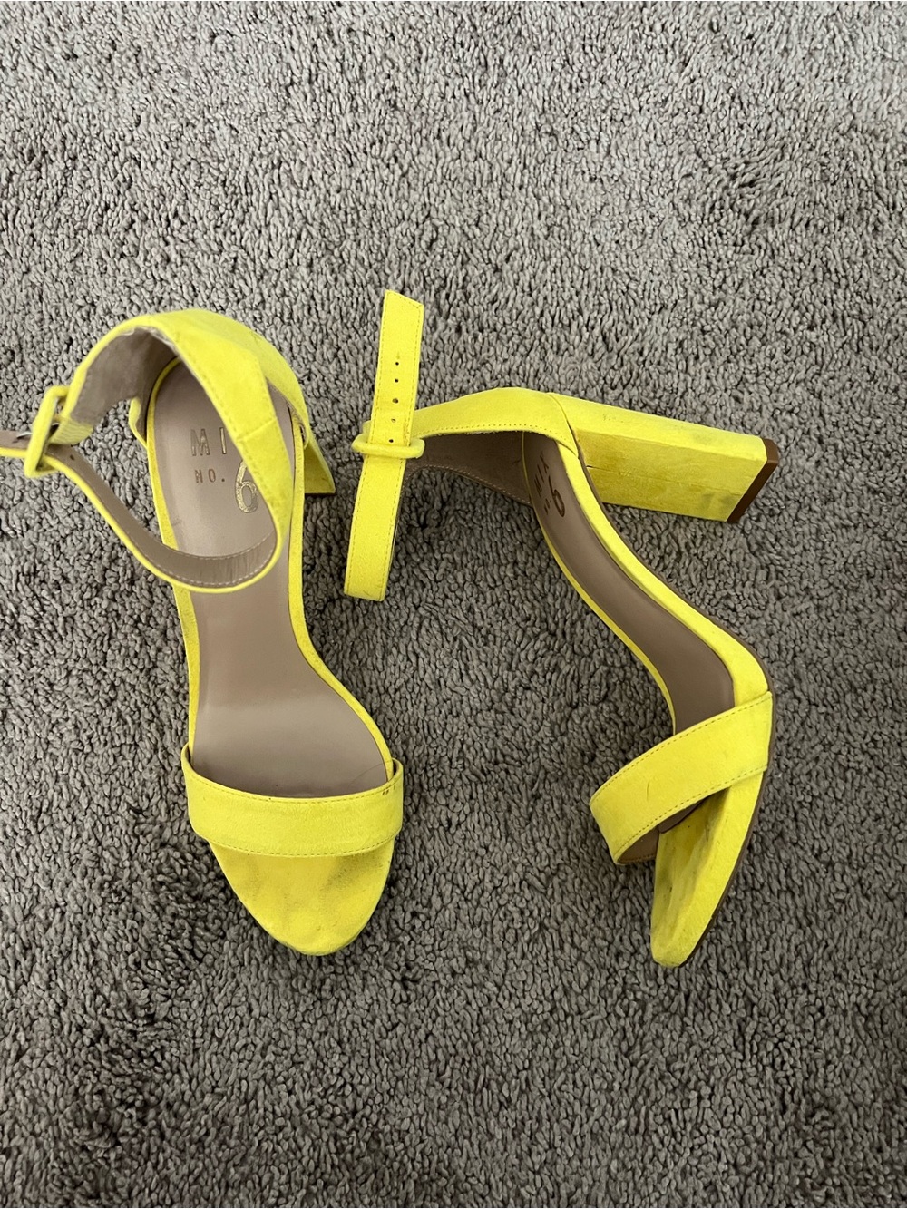 Mix No. 6 Yellow Block Heel Sandals with Ankle Strap
